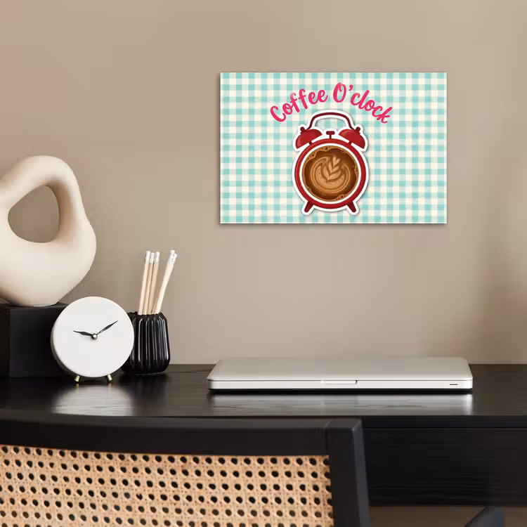 Poster - Koffie - Klok - Groen — 2