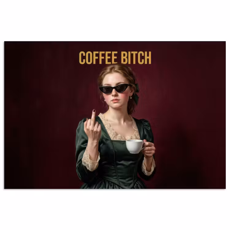 Poster - Koffie - Vrouw - Middelvinger — 1