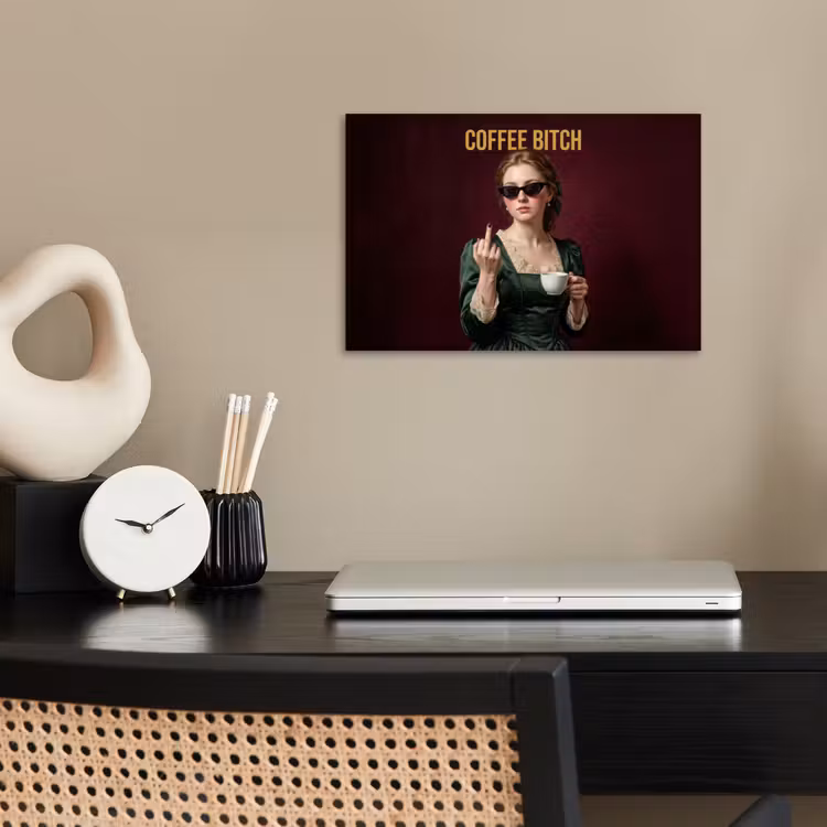 Poster - Koffie - Vrouw - Middelvinger — 2