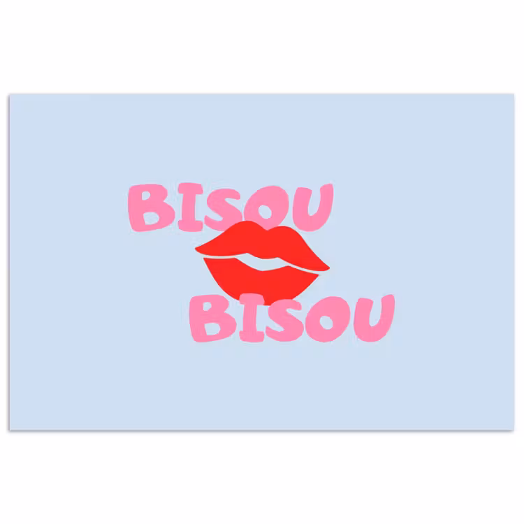 Poster - Lippen - Bisou - Blauw — 1
