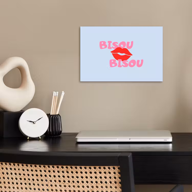 Poster - Lippen - Bisou - Blauw — 2