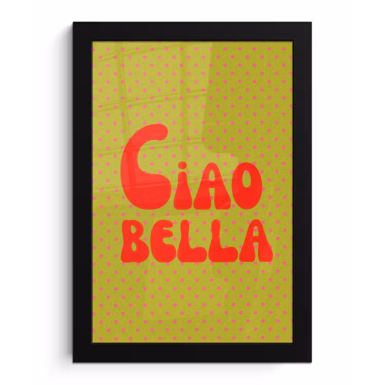 Poster met lijst - Ciao bella - Rood - Groen - Stippen — 1