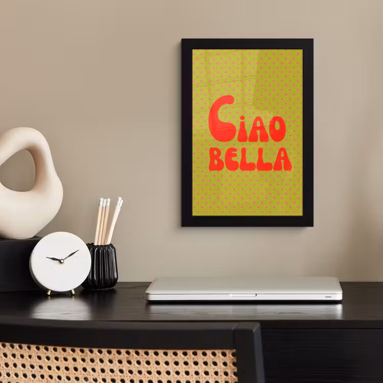 Poster met lijst - Ciao bella - Rood - Groen - Stippen — 3