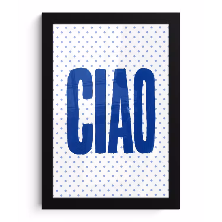 Poster met lijst - Ciao - Blauw - Stippen — 1