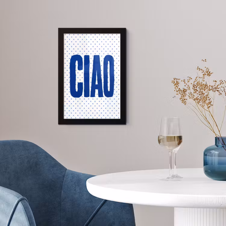 Poster met lijst - Ciao - Blauw - Stippen — 2
