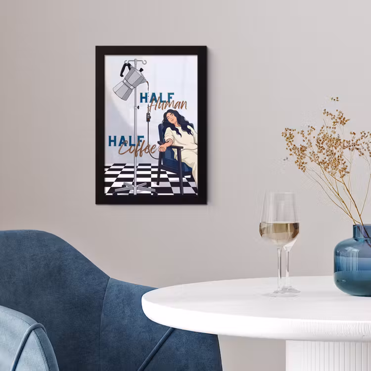 Poster met lijst - Half human, Half Coffee - Infuus - Koffie — 2