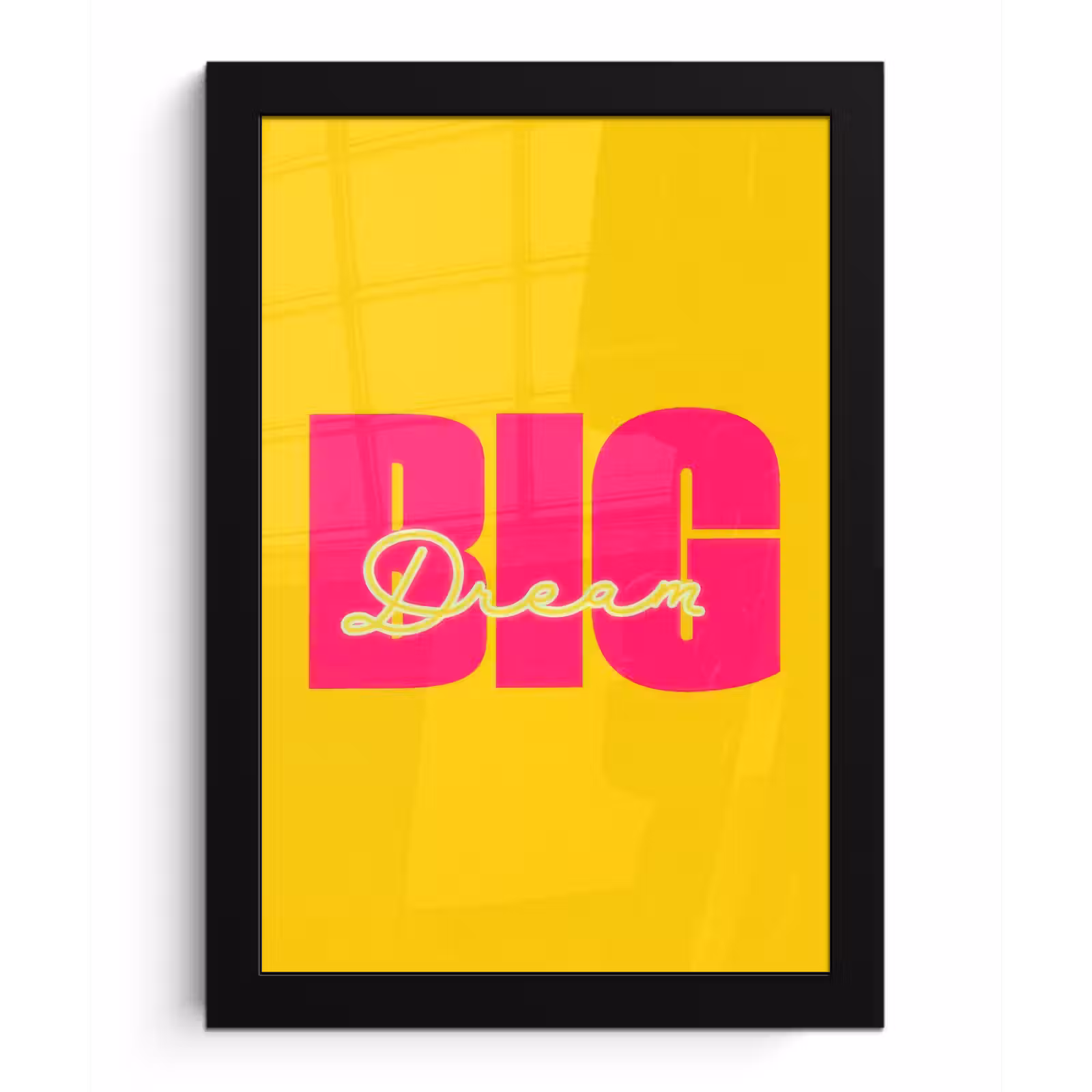 Poster met lijst - Dream big - Geel - Roze — 1