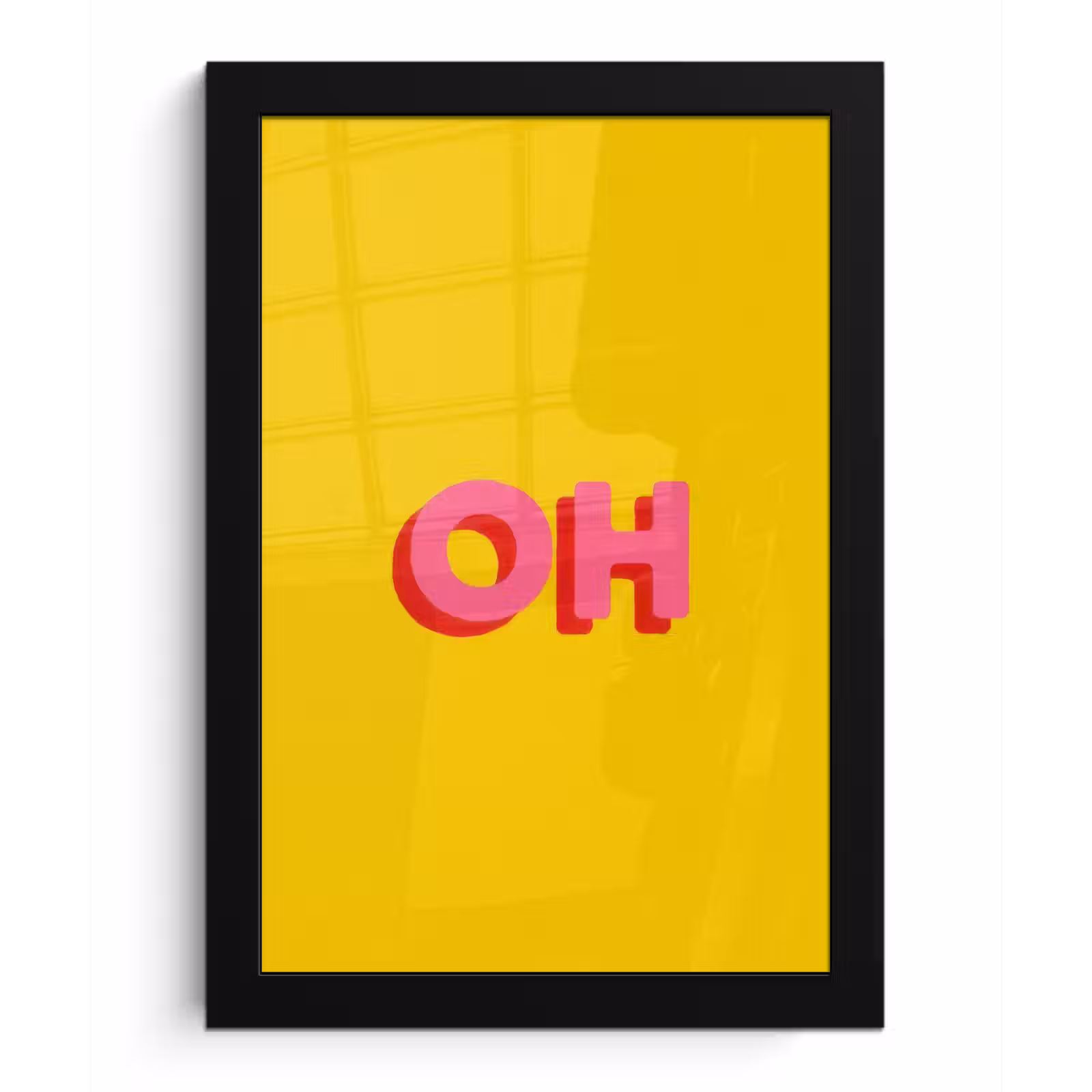 Poster met lijst - Geel - Roze - Oh - 3D — 1
