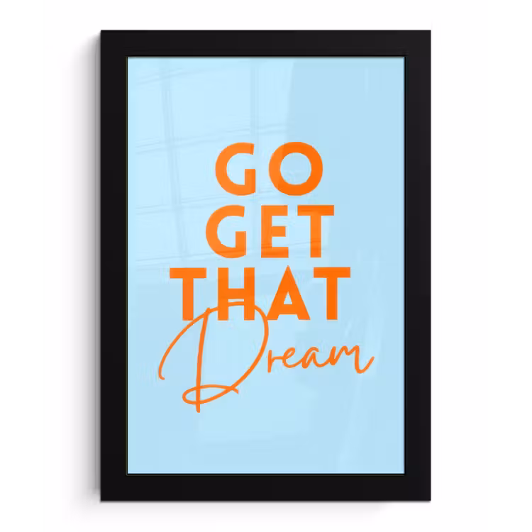 Poster met lijst - Blauw - Oranje - Tekst — 1
