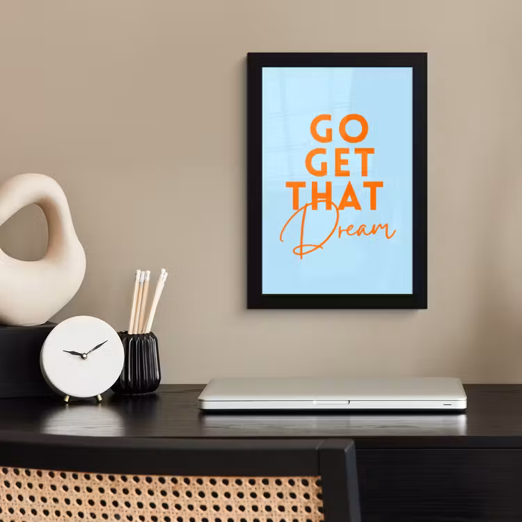 Poster met lijst - Blauw - Oranje - Tekst — 3