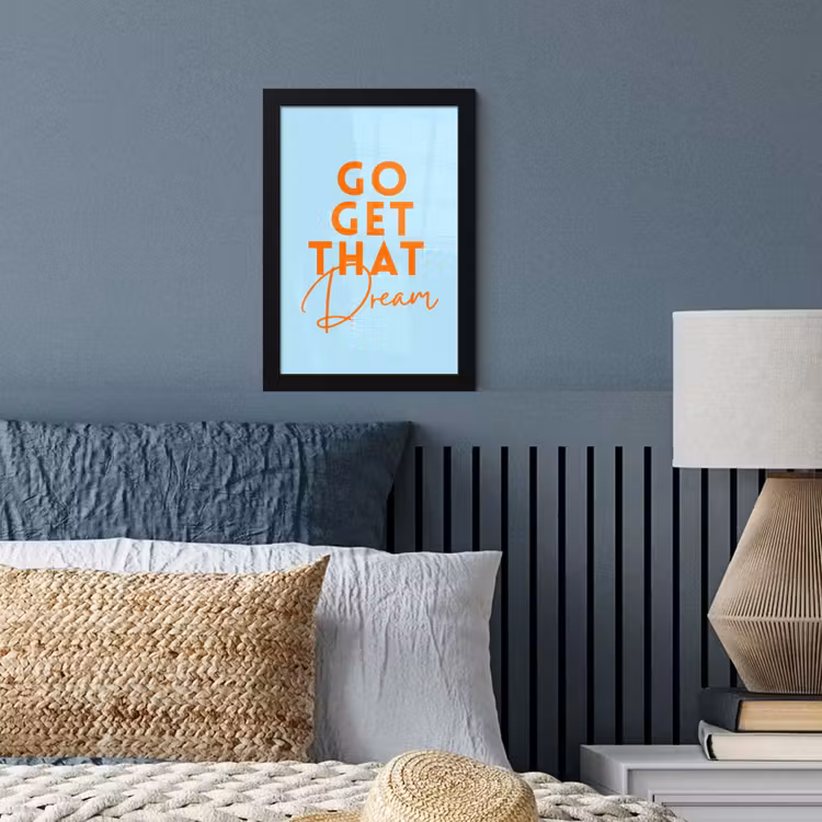 Poster met lijst - Blauw - Oranje - Tekst — 4
