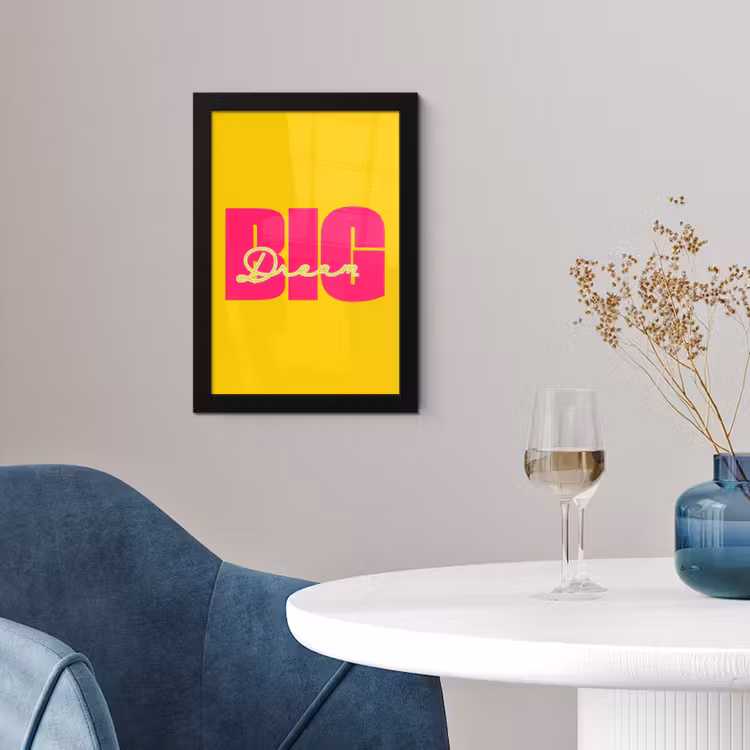 Poster met lijst - Dream big - Geel - Roze — 2