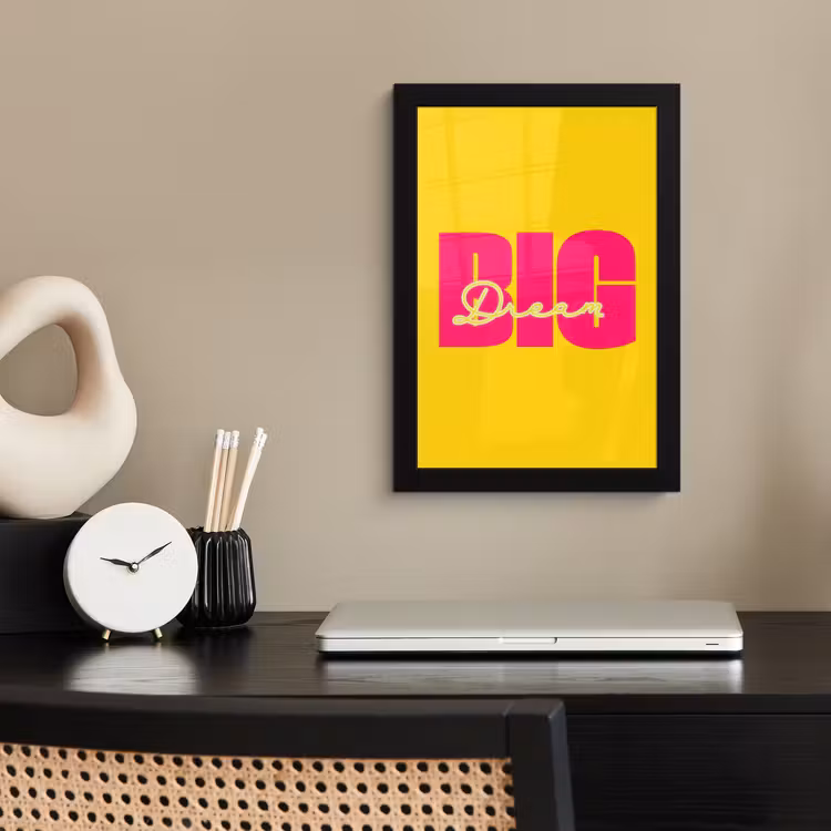 Poster met lijst - Dream big - Geel - Roze — 3