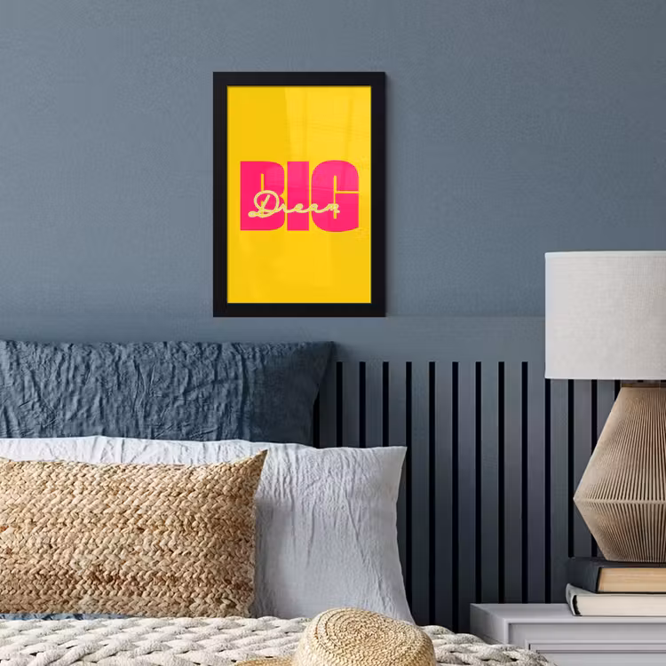 Poster met lijst - Dream big - Geel - Roze — 4