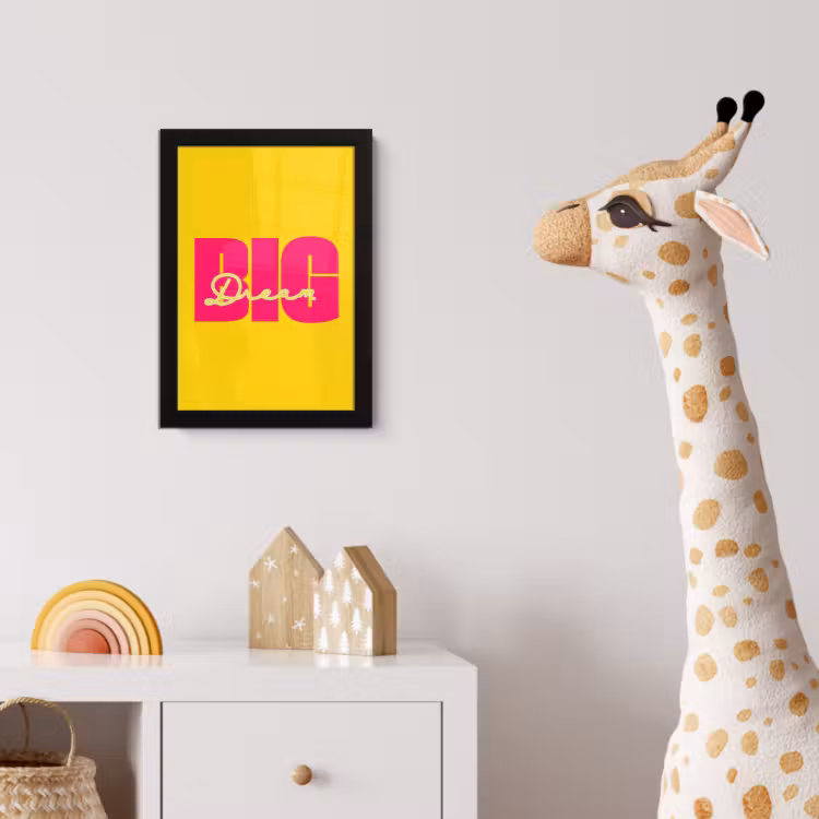 Poster met lijst - Dream big - Geel - Roze — 5