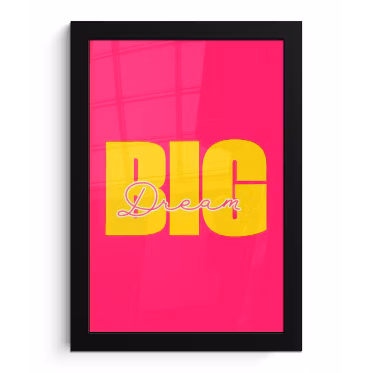 Poster met lijst - Dream big - Roze - Geel - Minimalistisch — 1