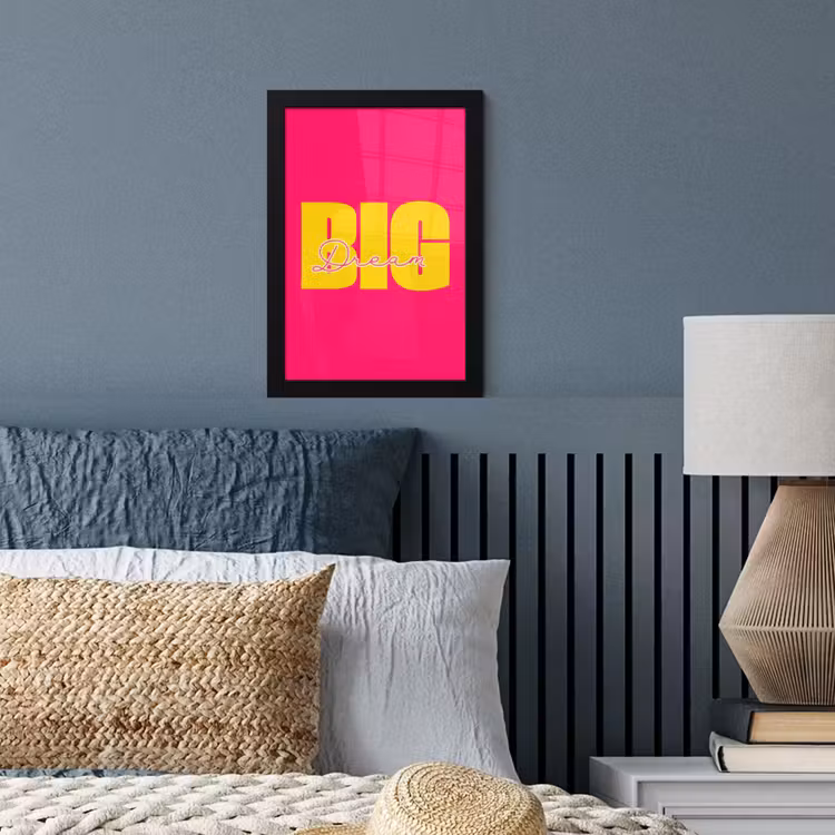 Poster met lijst - Dream big - Roze - Geel - Minimalistisch — 4