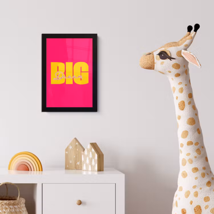 Poster met lijst - Dream big - Roze - Geel - Minimalistisch — 5