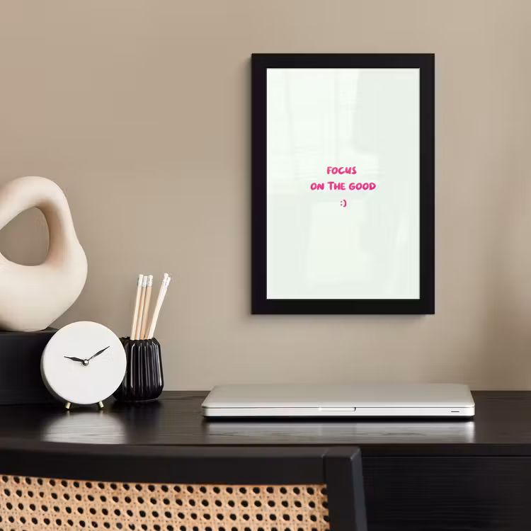 Poster met lijst - Focus - Beige - Roze - Smiley — 3