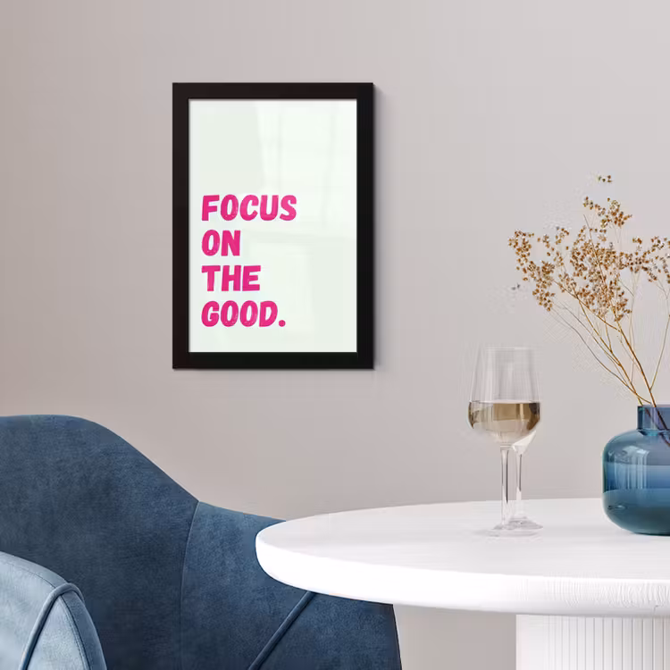 Poster met lijst - Focus on the good - Beige - Roze — 2