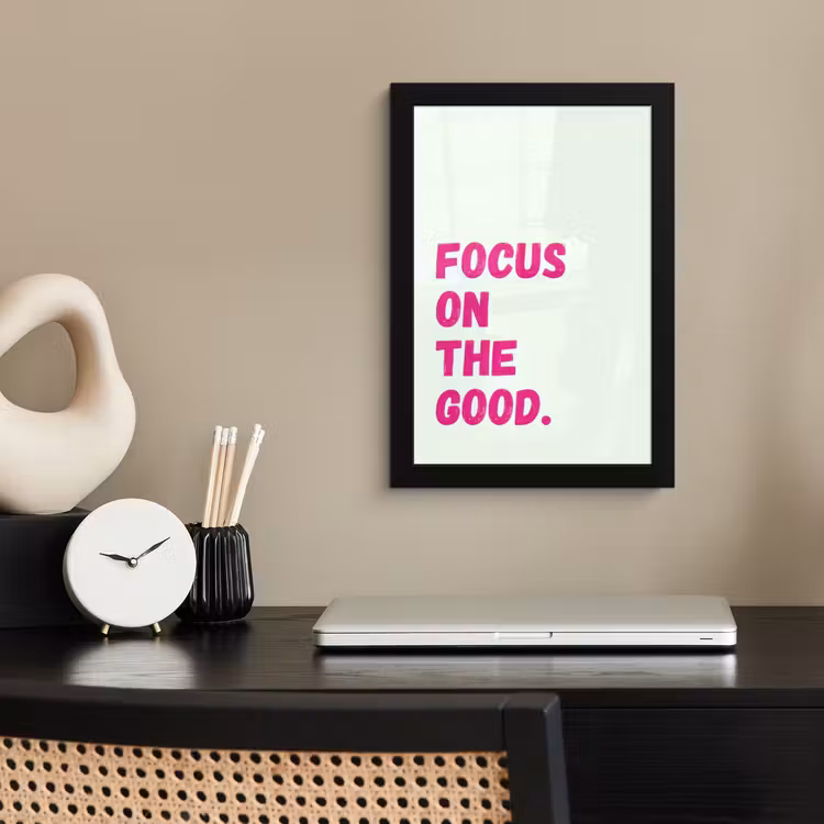 Poster met lijst - Focus on the good - Beige - Roze — 3