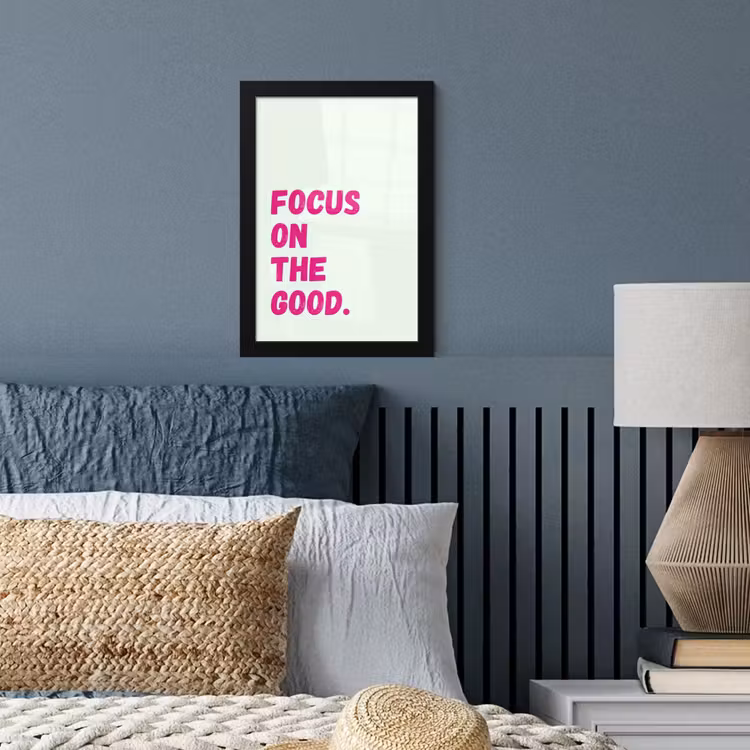 Poster met lijst - Focus on the good - Beige - Roze — 4