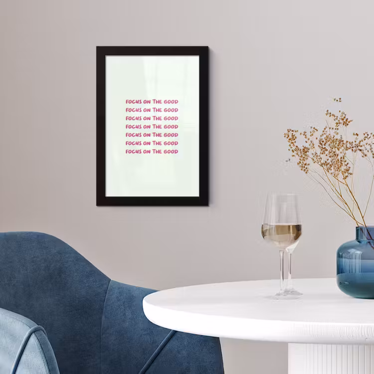 Poster met lijst - Focus on the good - Roze — 2