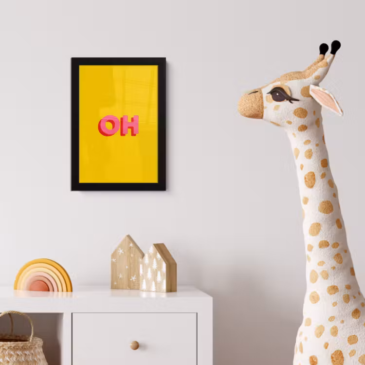 Poster met lijst - Geel - Roze - Oh - 3D — 5
