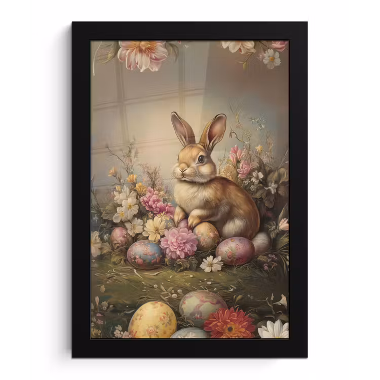 Poster met lijst - Haas - Stilleven - Bloemen — 1