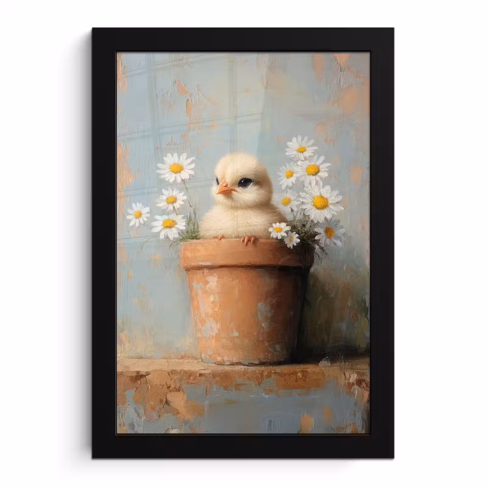 Poster met lijst - Bloempot - Kuiken - Bloemetjes — 1