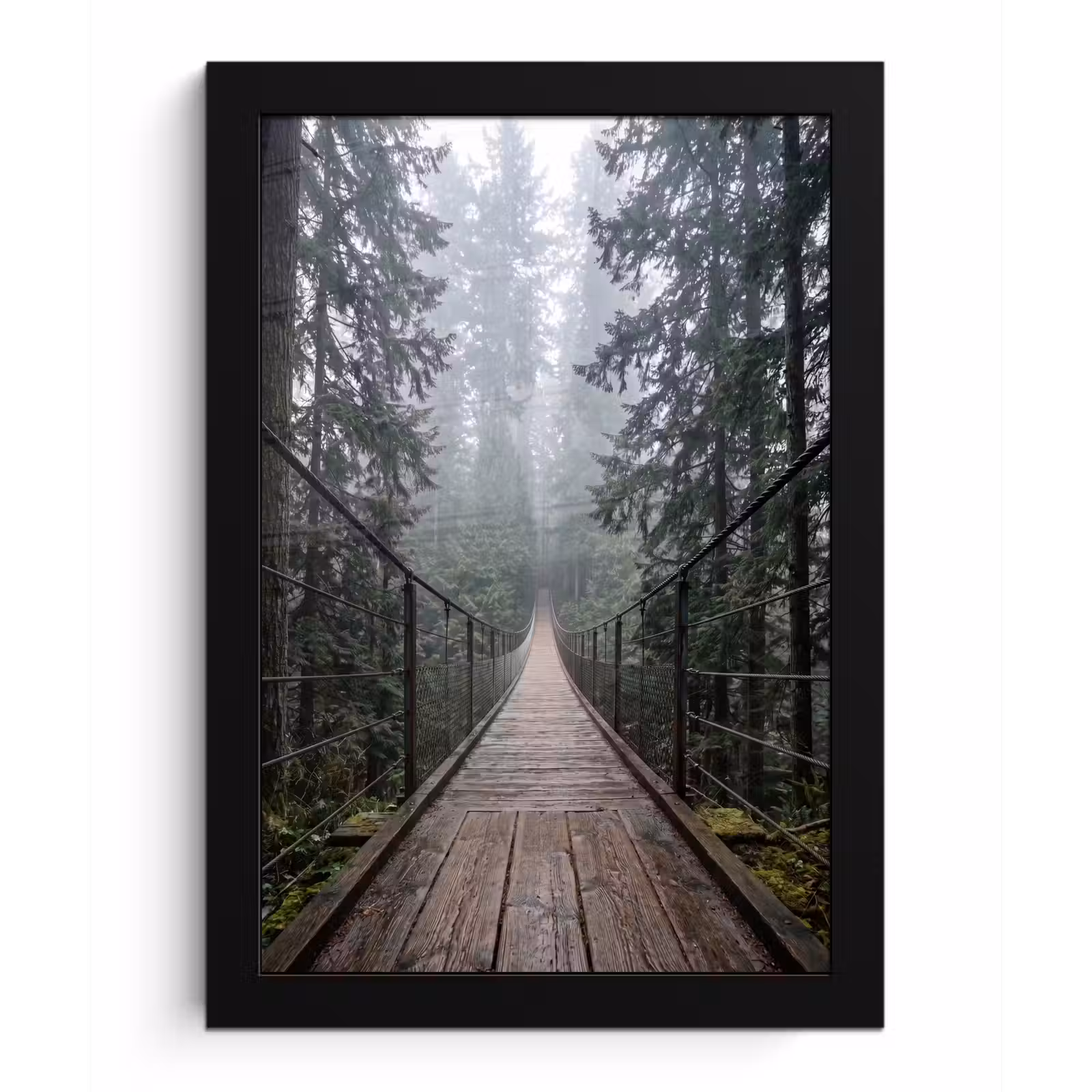 Poster met lijst - Brug - Bos - Mist - Natuur — 1