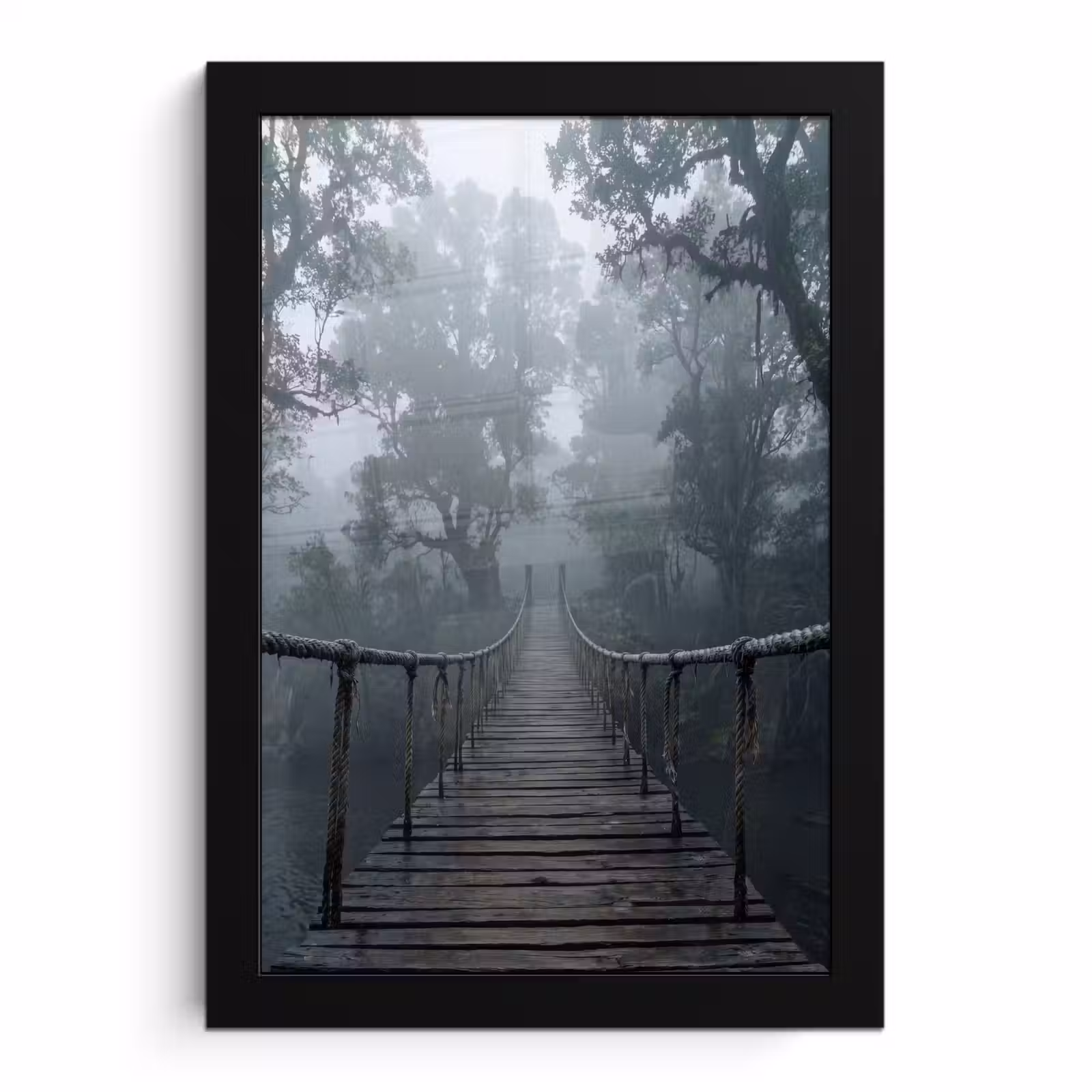 Poster met lijst - Brug - Jungle - Mist - Natuur — 1