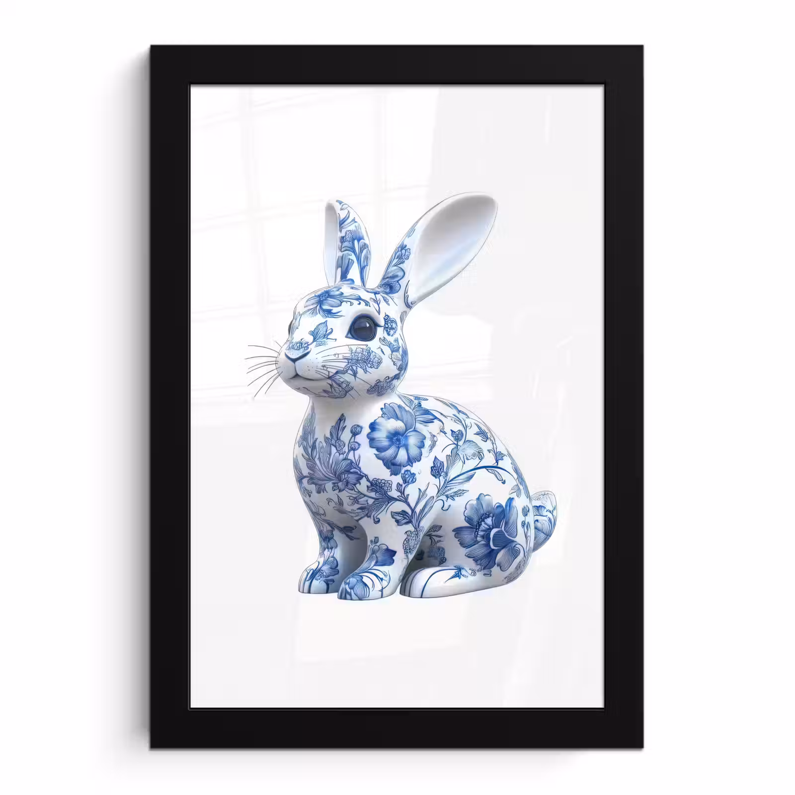 Poster met lijst - Delftsblauw - Haasje - Wit — 1