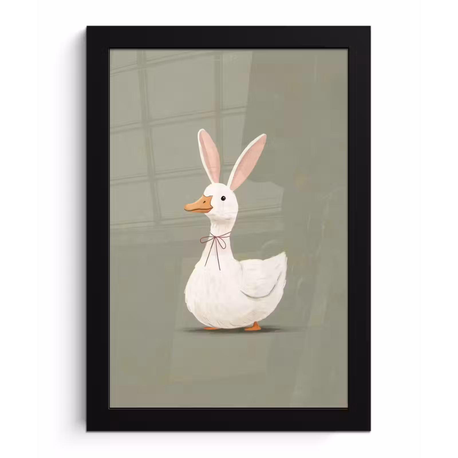 Poster met lijst - Eend - Konijnoren - Grijs — 1
