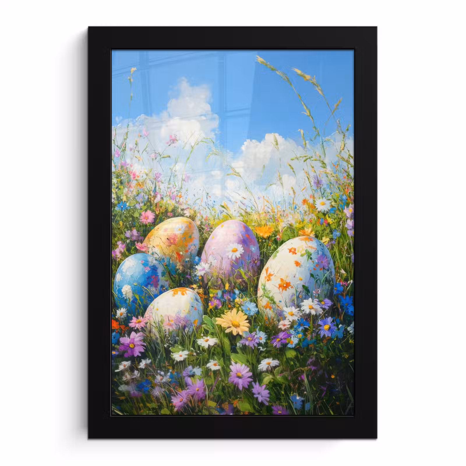 Poster met lijst - Grasveld - Eieren - Bloemen — 1