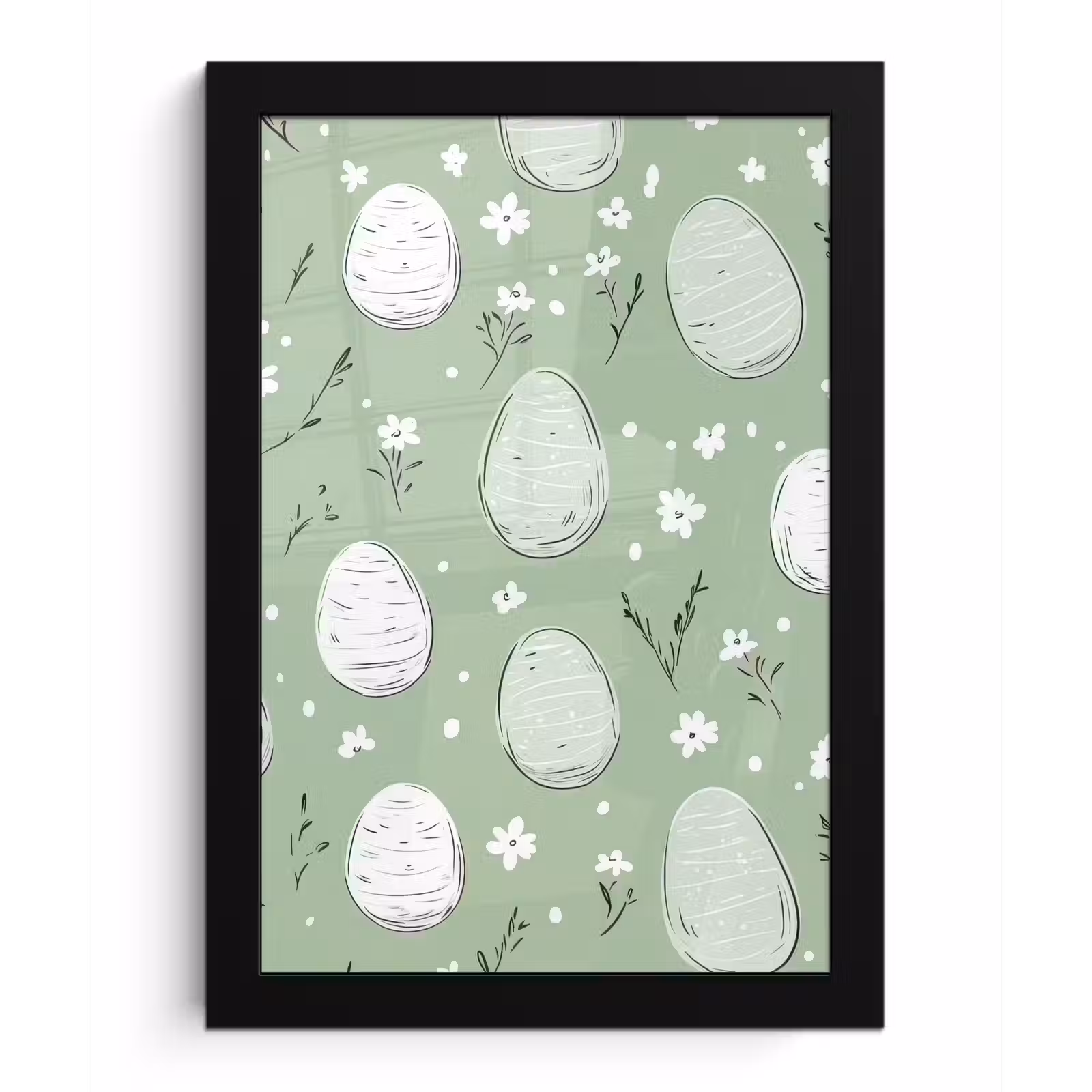 Poster met lijst - Groen - Eieren - Patroon — 1