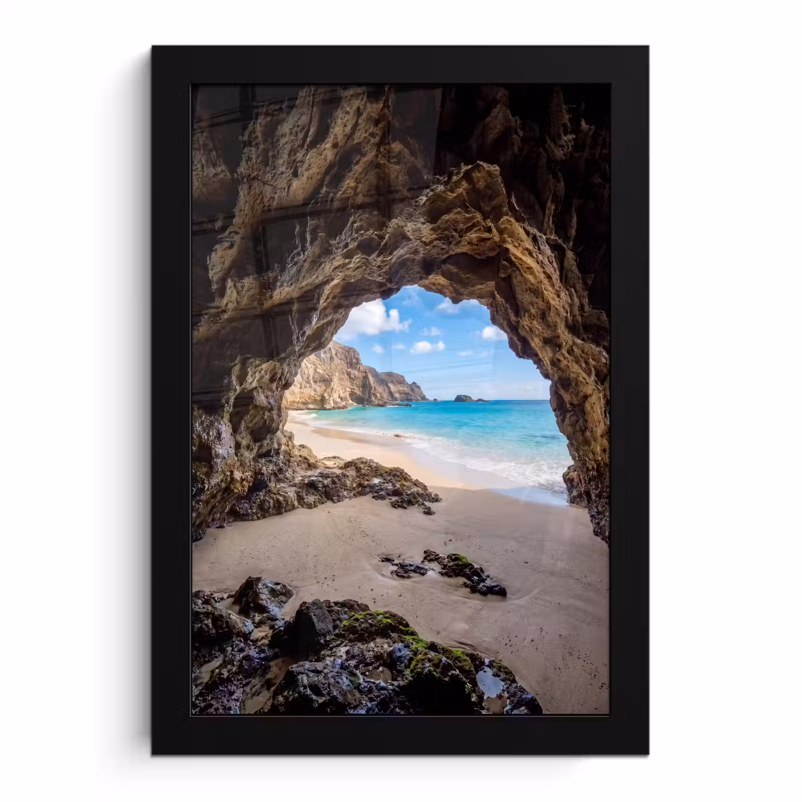 Poster met lijst - Grot - Strand - Zee - Blauw — 1