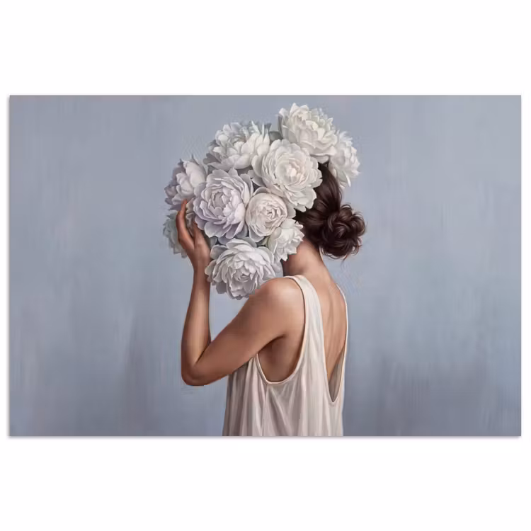 Poster - Bloemen - Vrouw - Wit — 1