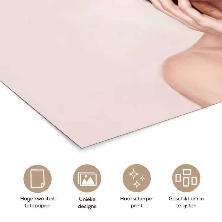 Poster - Gezicht - Pioenrozen - Crème — 5