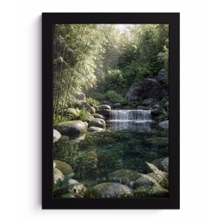 Poster met lijst - Beek - Waterval - Natuur - Groen — 1