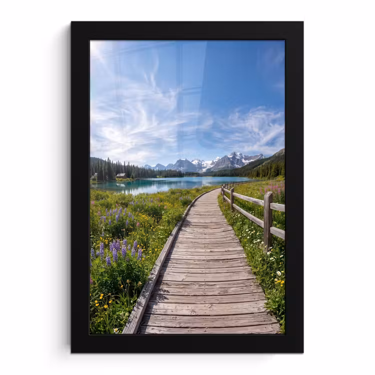 Poster met lijst - Bergen - Meer - Landschap - Blauw — 1