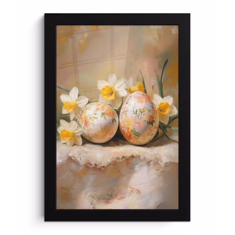 Poster met lijst - Bloemen - Eieren - Geschilderd — 1