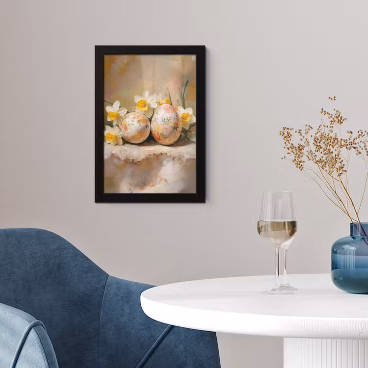 Poster met lijst - Bloemen - Eieren - Geschilderd — 2