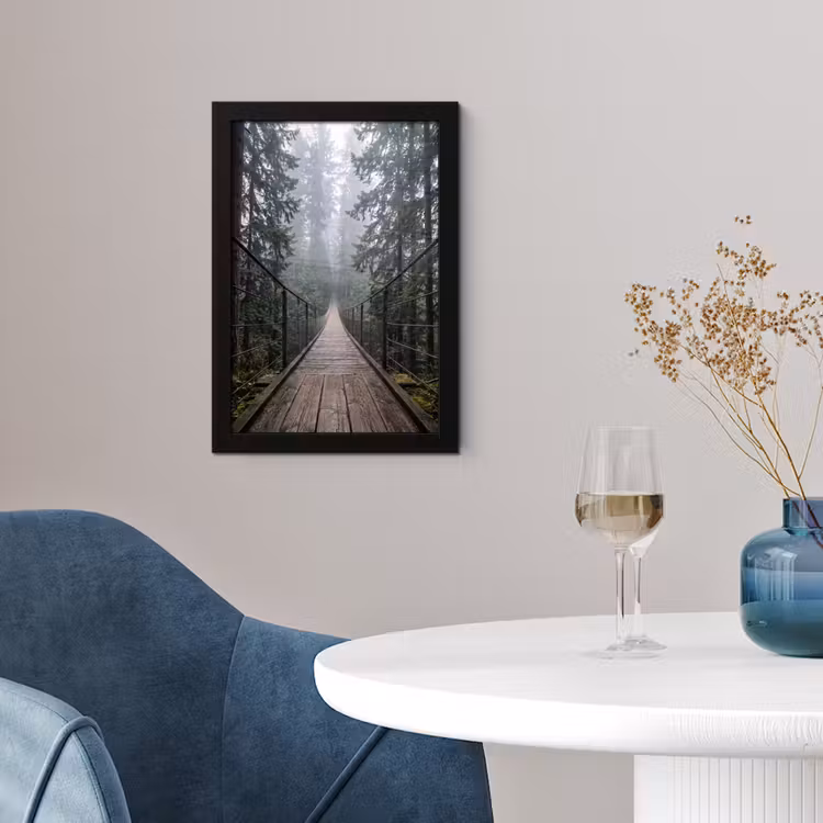 Poster met lijst - Brug - Bos - Mist - Natuur — 2