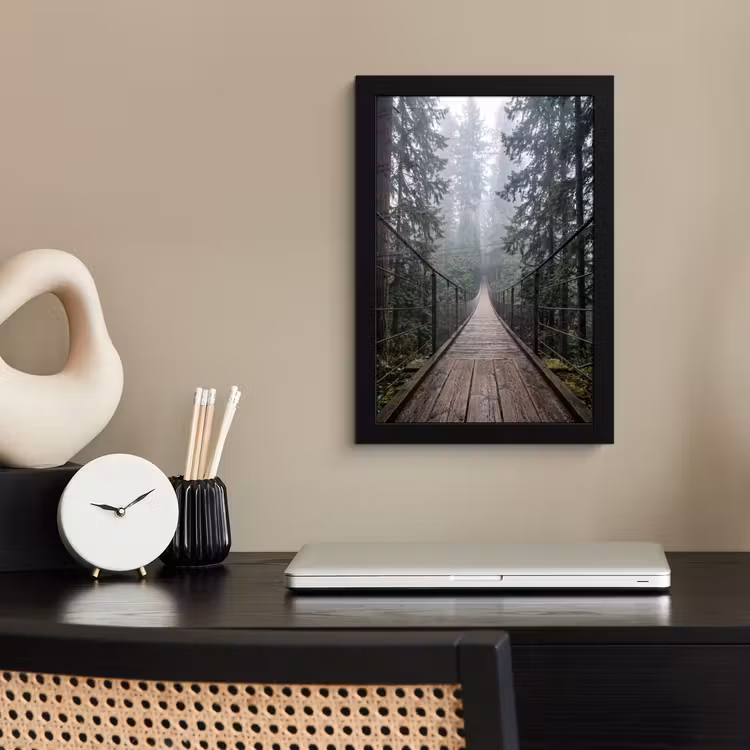 Poster met lijst - Brug - Bos - Mist - Natuur — 3