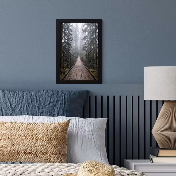 Poster met lijst - Brug - Bos - Mist - Natuur — 4