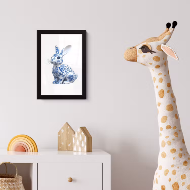 Poster met lijst - Delftsblauw - Haasje - Wit — 5