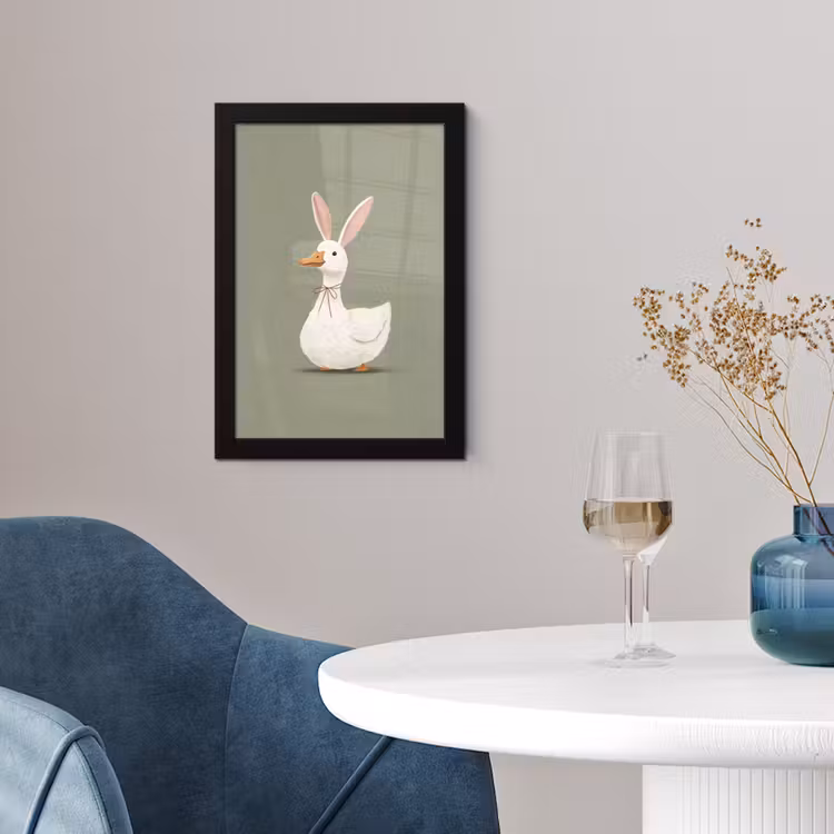 Poster met lijst - Eend - Konijnoren - Grijs — 2
