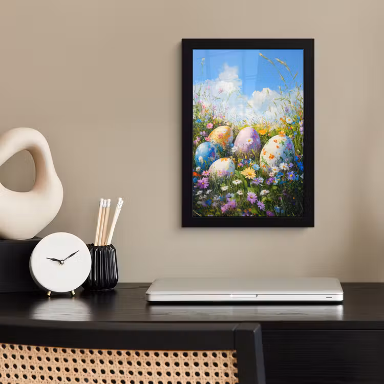 Poster met lijst - Grasveld - Eieren - Bloemen — 3