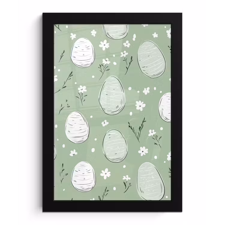 Poster met lijst - Groen - Eieren - Patroon — 1
